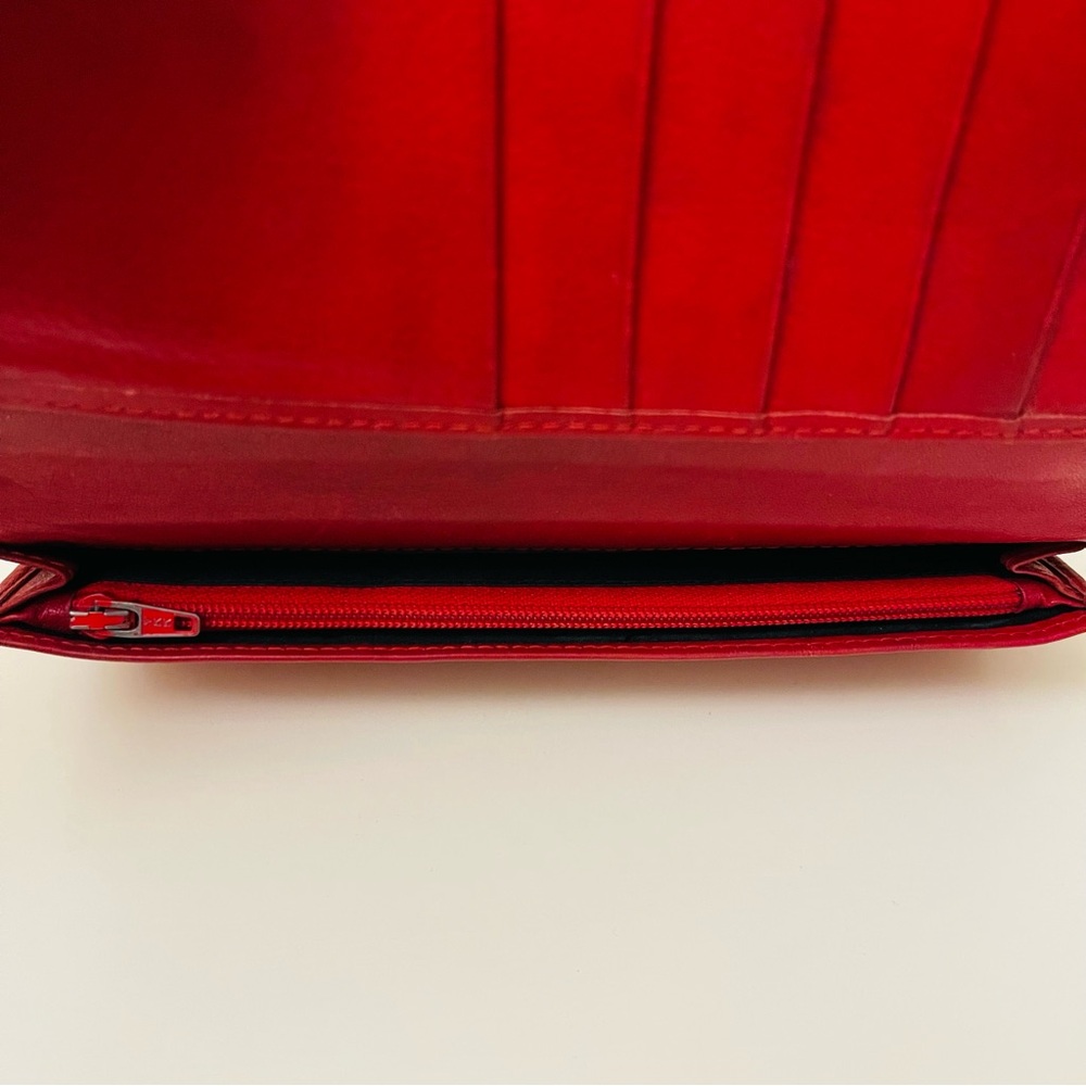 Vintage Christian Dior Red Pebbled Leather Continental Wallet - Picture 10 of 12